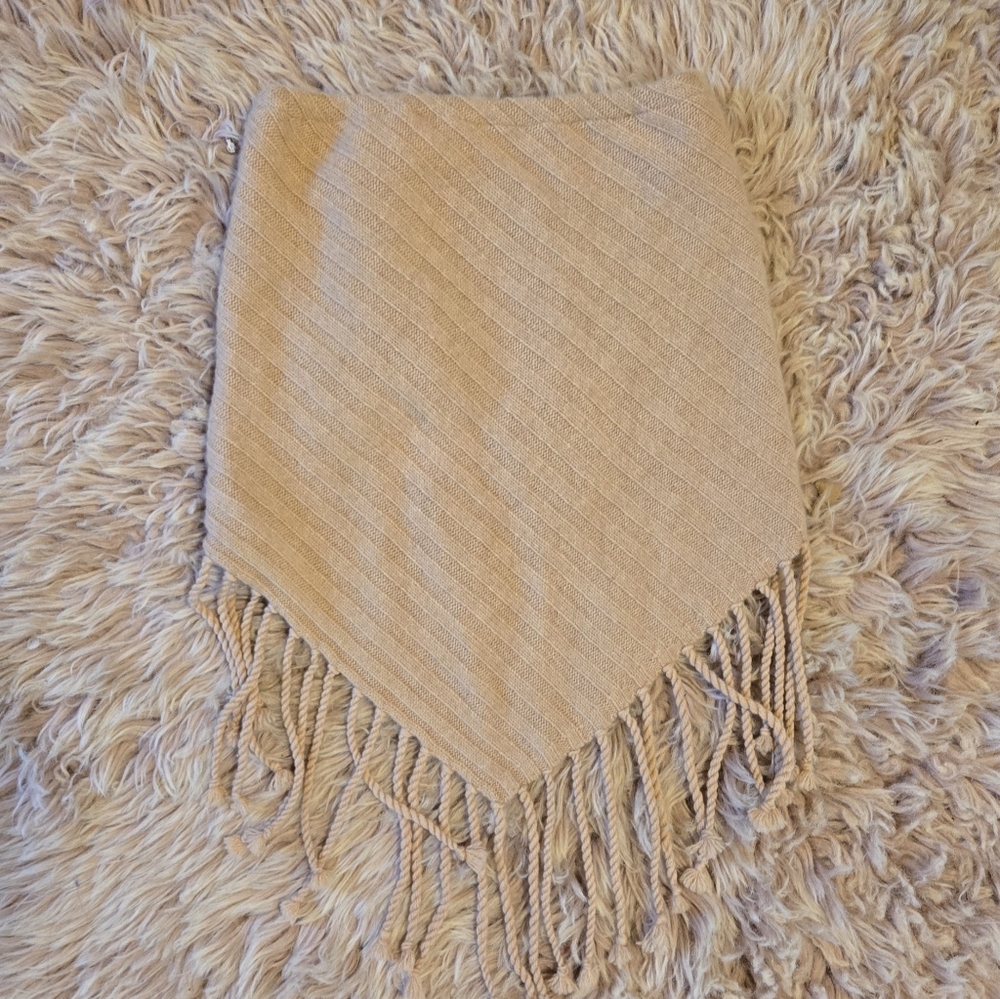 New SIMKHAI Cashmere Nora Snood Knit Scarf with Tassels Sand One Size NWT